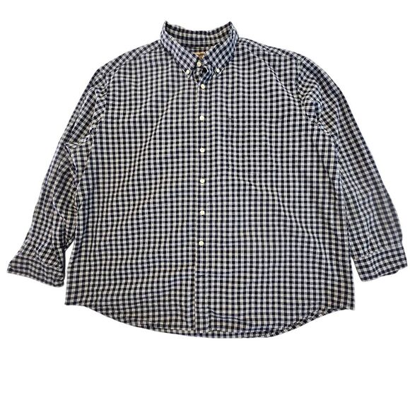 Foundry Supply‎ Mens Navy Gingham Button Down Shirt 2XL Preppy Career Rancher - Picture 1 of 11